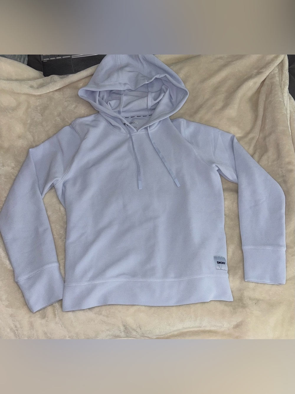 DKNY light blue waffle knit hoodie